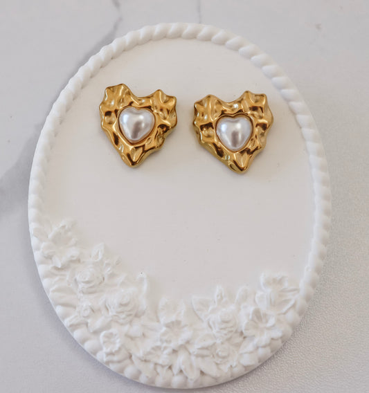 Pearl Heart Earrings