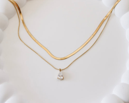 Tear Drop Double Necklace