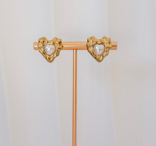 Pearl Heart Earrings